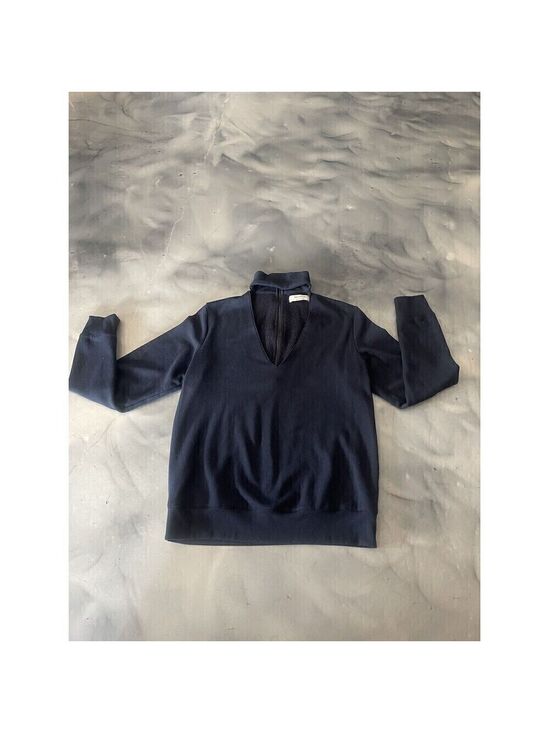 Bailey 44 Sweaters - Bailey 44 Womens Long Sleeves Key Hole w/ NeckStrip Sweater Navy Blue Size Small